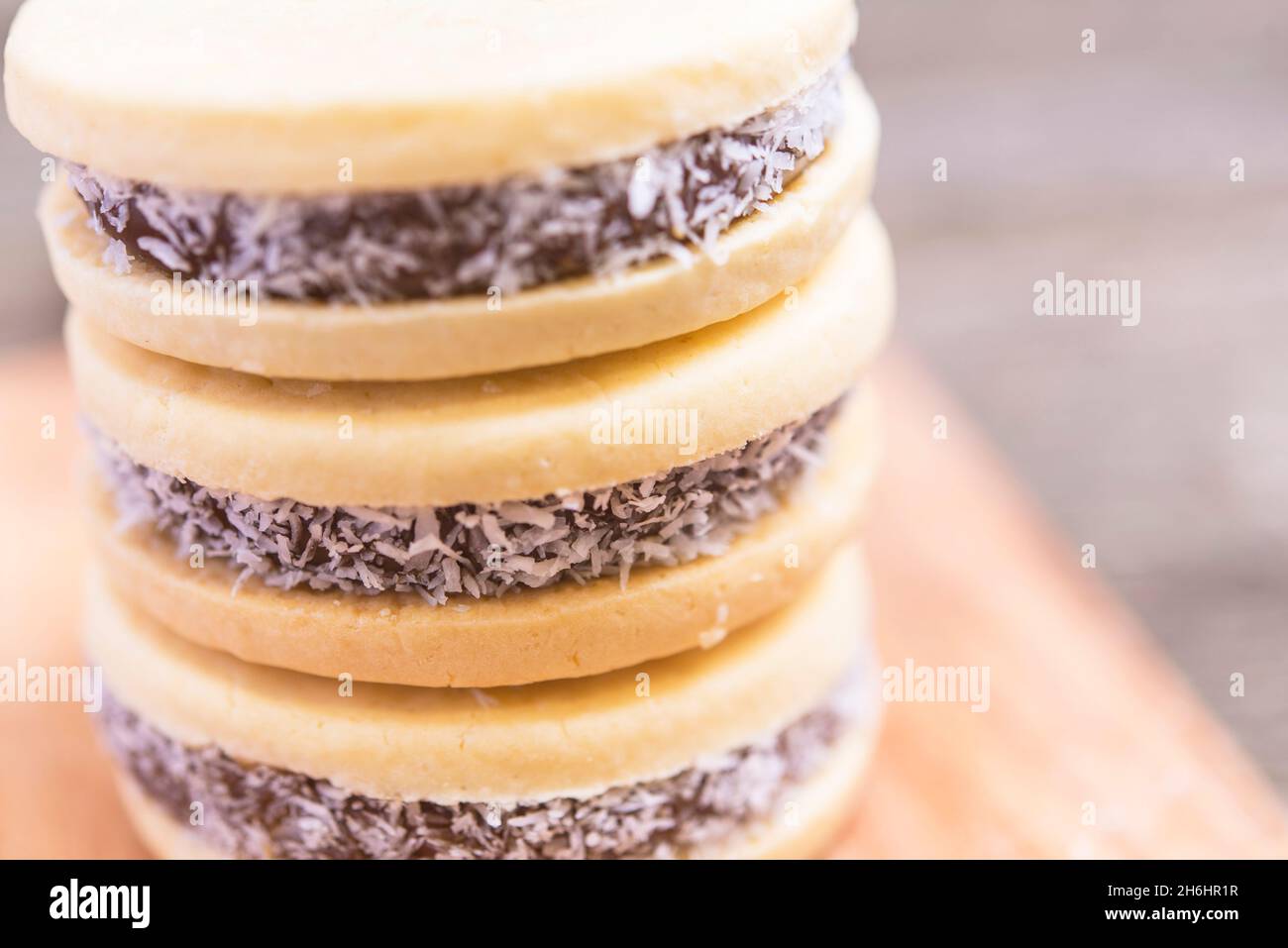 Alfajores delicious traditional Argentine, of caramel sauce Stock Photo
