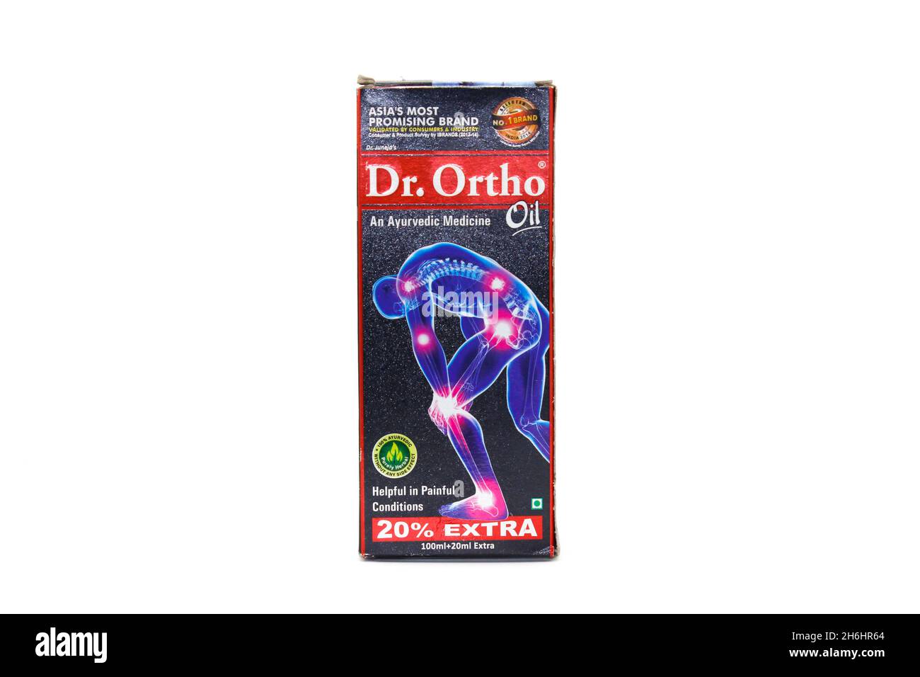 Noida , Utter pardesh , India - october 19 2021 , dr ortho oil , A picture of dr ortho oil on white background with selective focus in noida october 1 Stock Photo