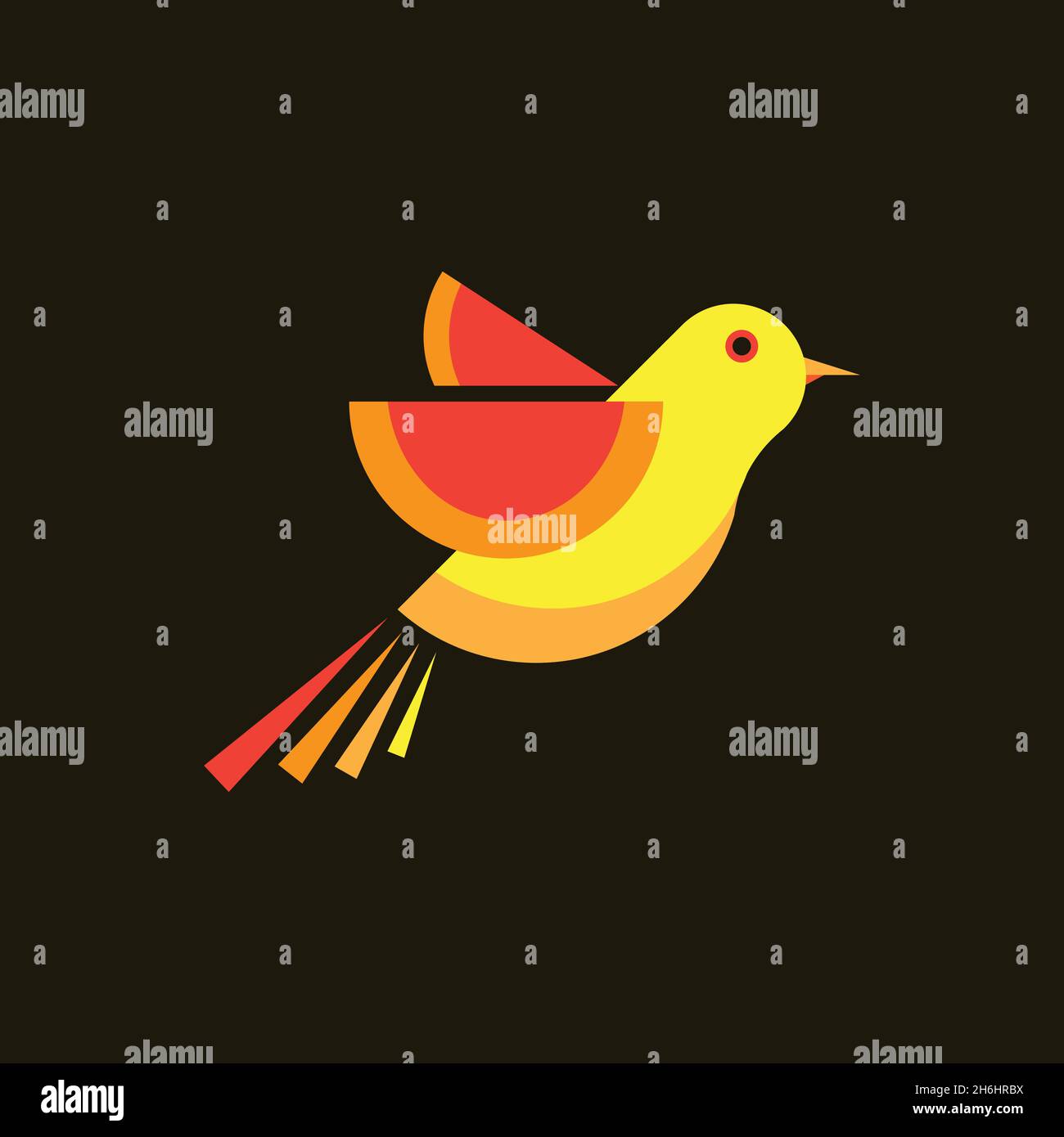 vector design. logo created from simple flat orange bird logo. Stock Vector