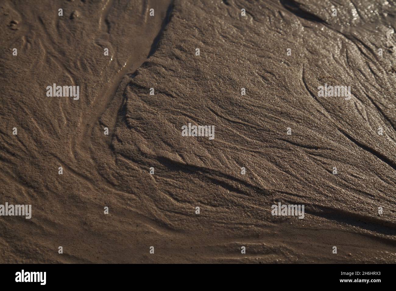 natural sand pattern created by a flow of tide and ripples on the edge ...