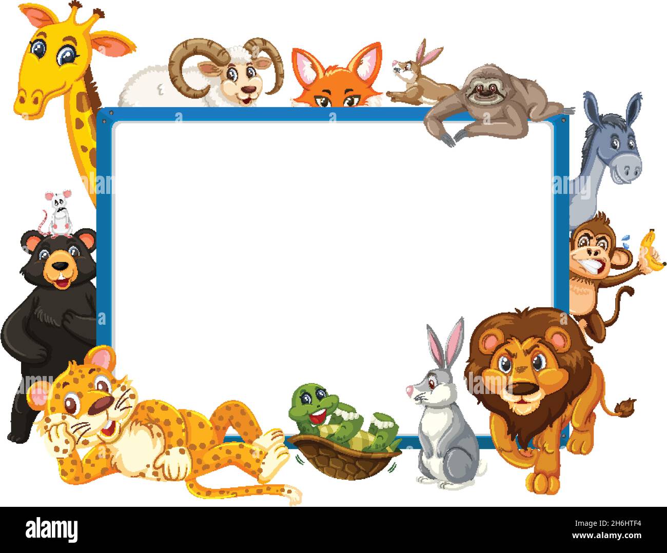 Empty banner with various wild animals illustration Stock Vector Image ...