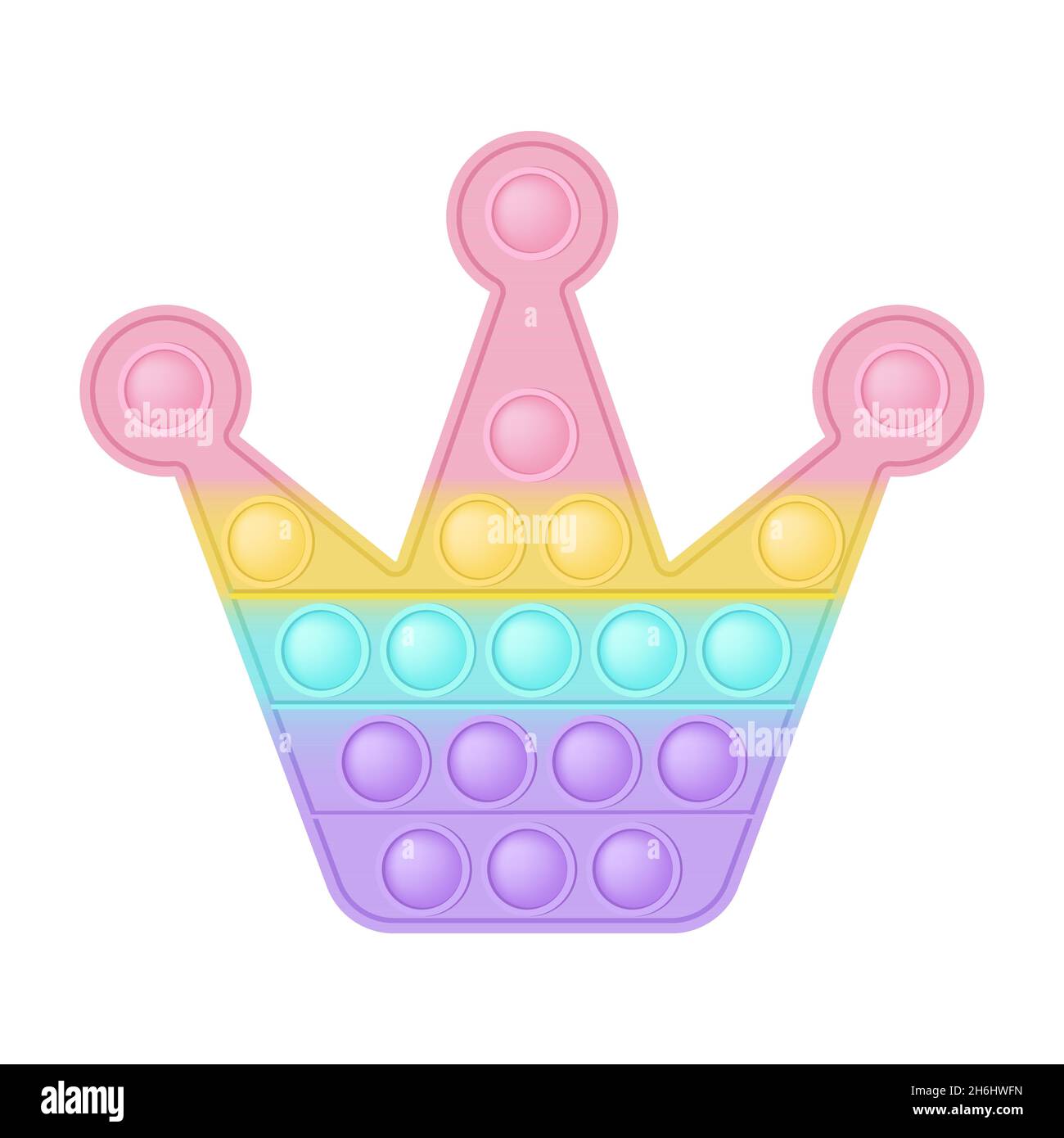 Popit figure crown as a fashionable silicon toy for fidgets. Addictive anti  stress toy in pastel rainbow colors. Bubble anxiety developing pop it toys  Stock Vector Image & Art - Alamy