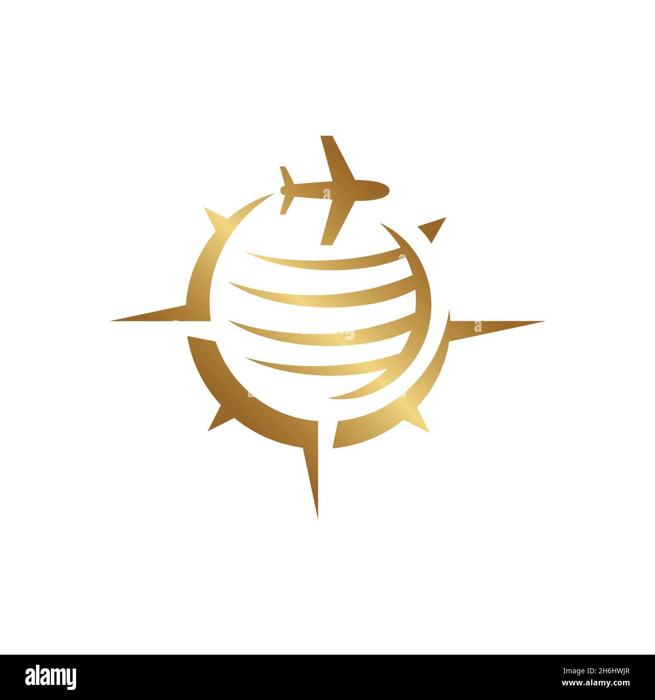 vector design. logo created from combination compass and world logo. Stock Vector