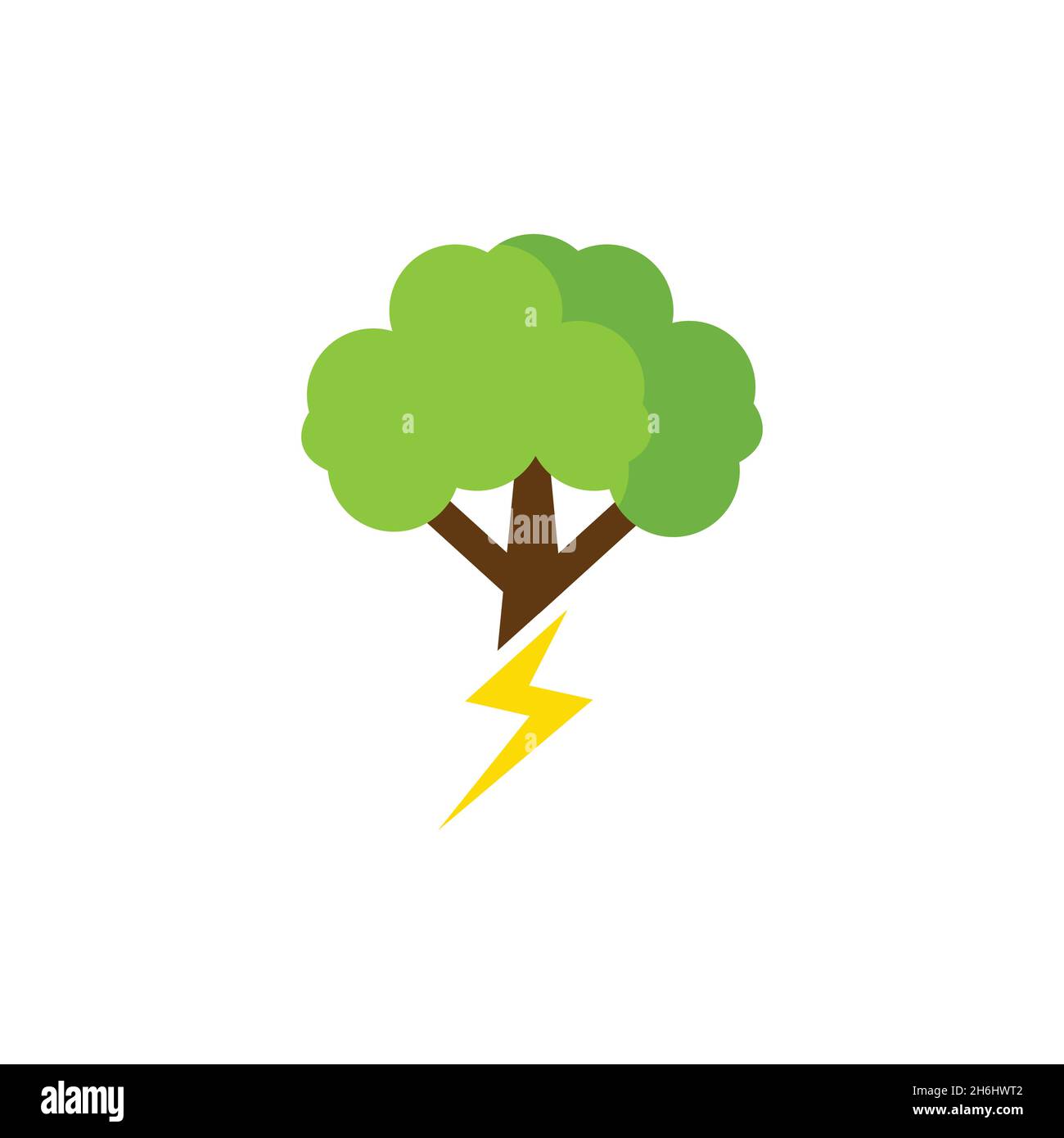 vector design. Logo created from combination a tree and a lighting electric logo. Stock Vector