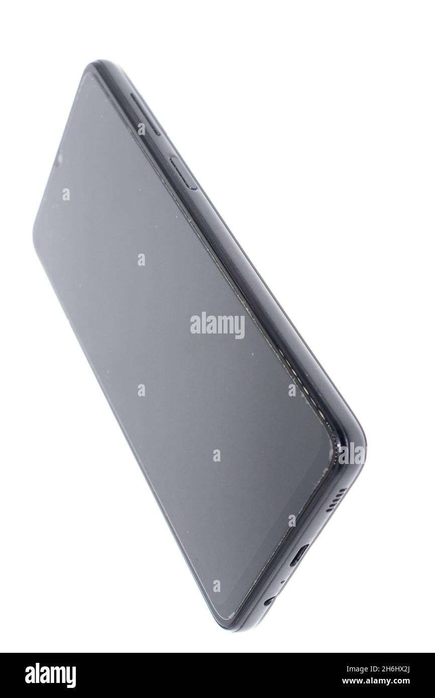 Smartphone isolated on white background with selective focus Stock Photo