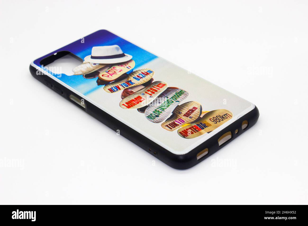 Mobile back cover isolated on white background with selective focus Stock Photo