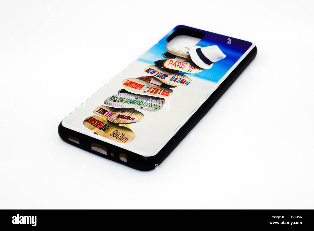 Mobile back cover isolated on white background with selective focus Stock Photo