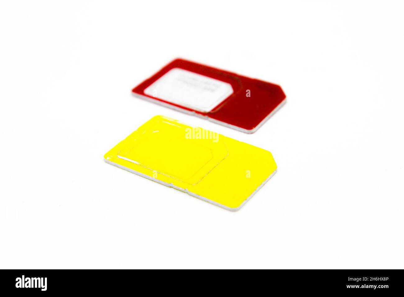 Sim card isoalted on white background with selective focus Stock Photo