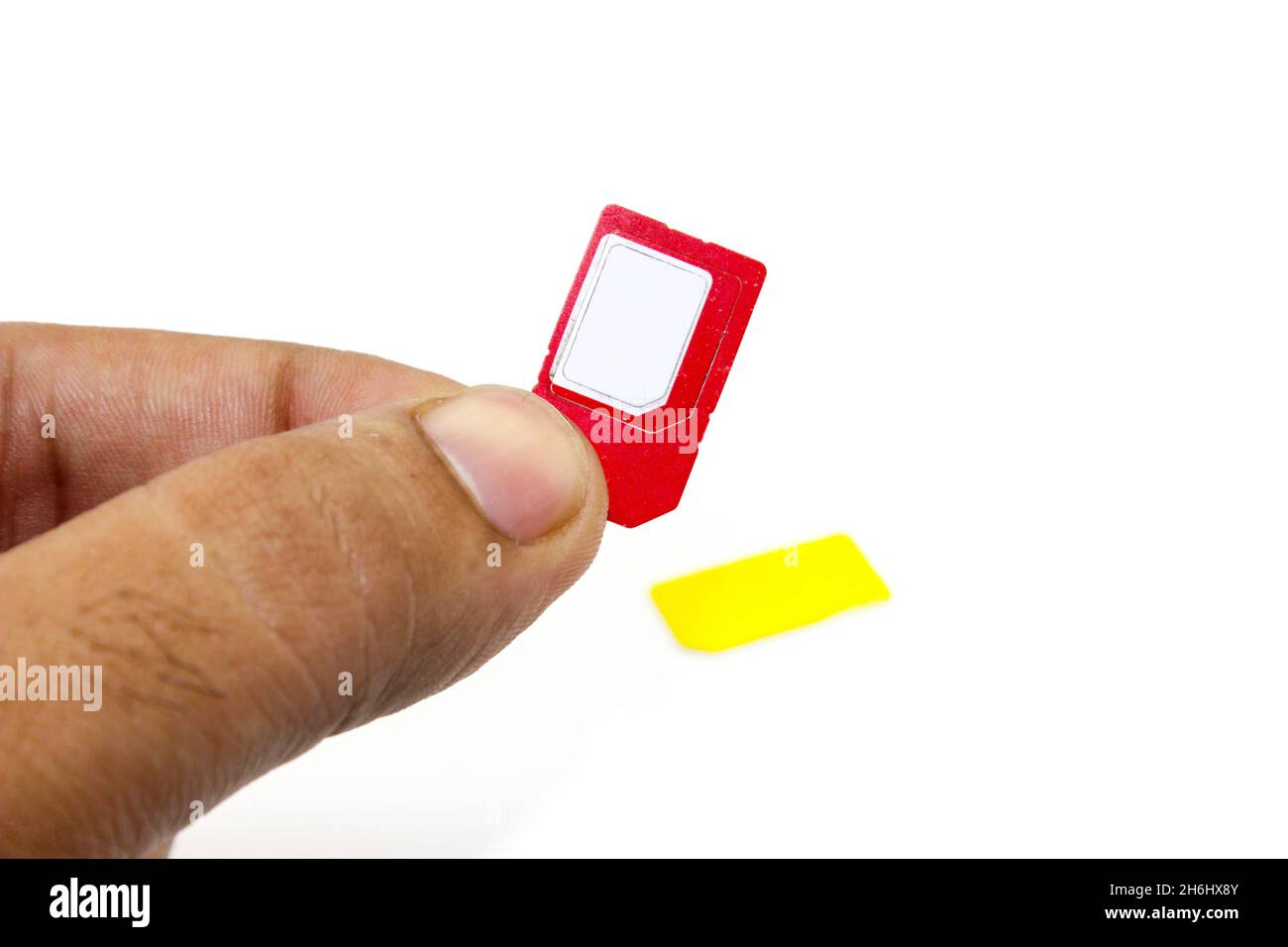 Sim card isoalted on white background with selective focus Stock Photo