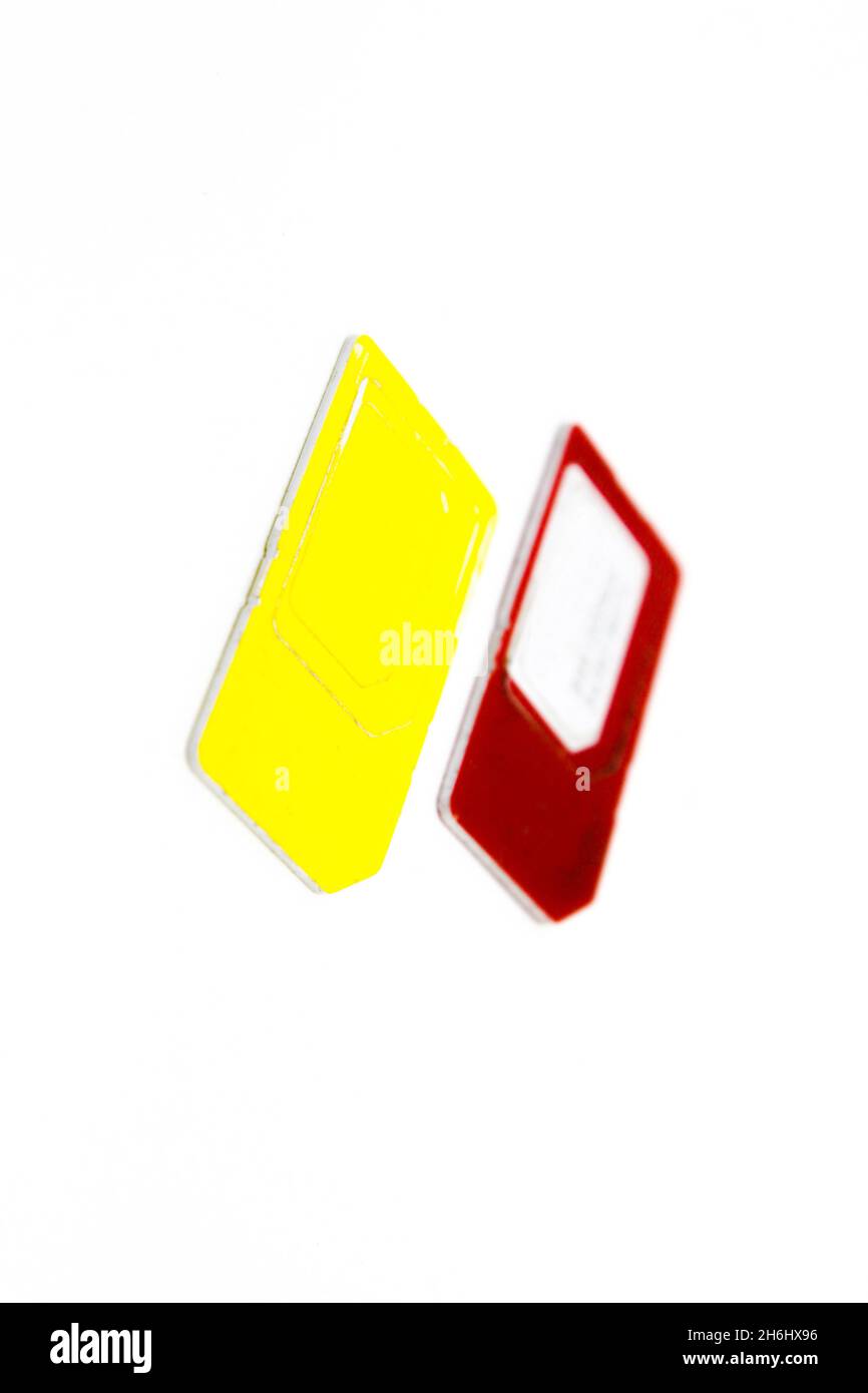 Sim card isoalted on white background with selective focus Stock Photo