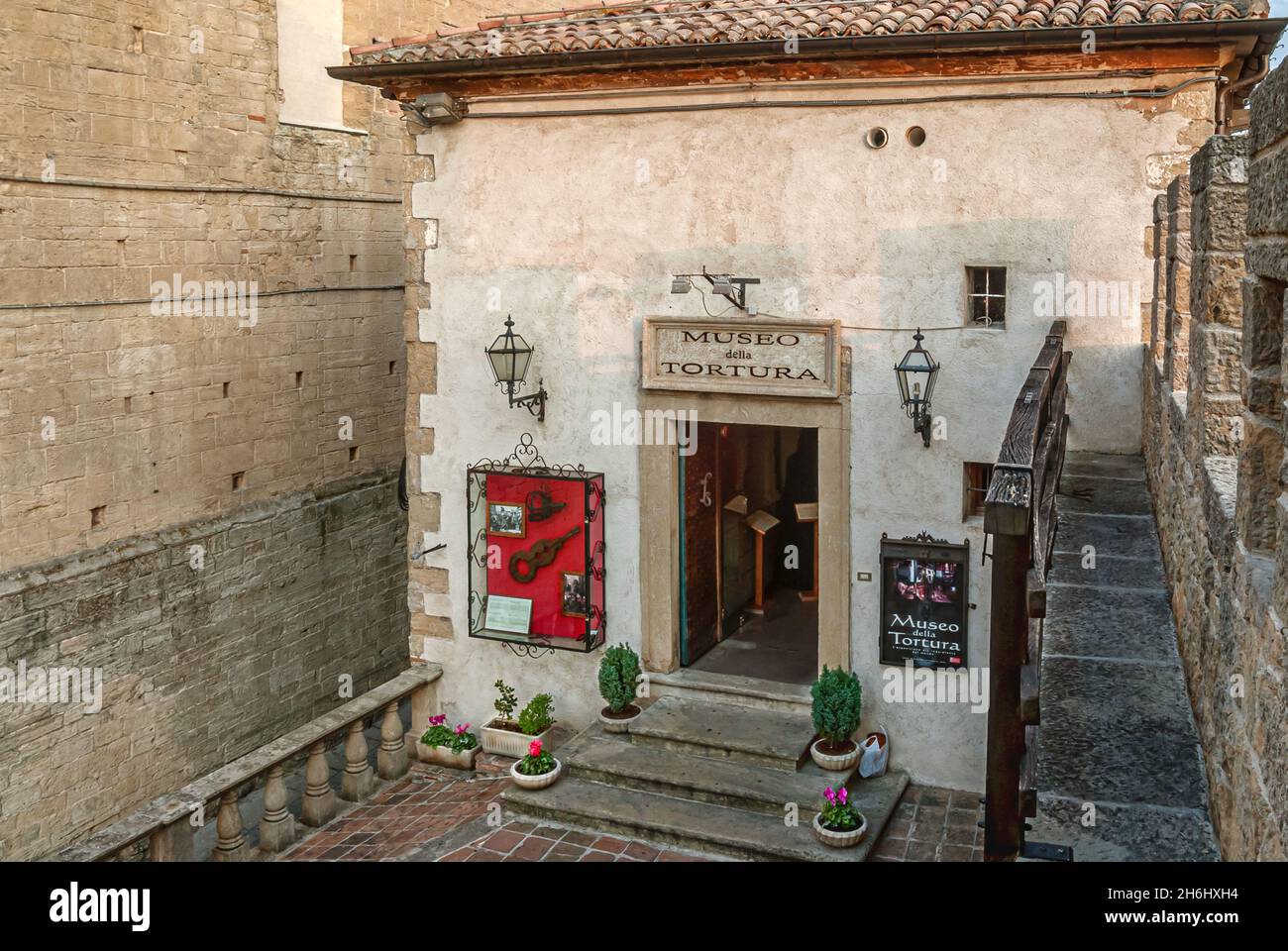 Entrance to the Museo della Tortura (Torture Museum), San Marino Stock Photo