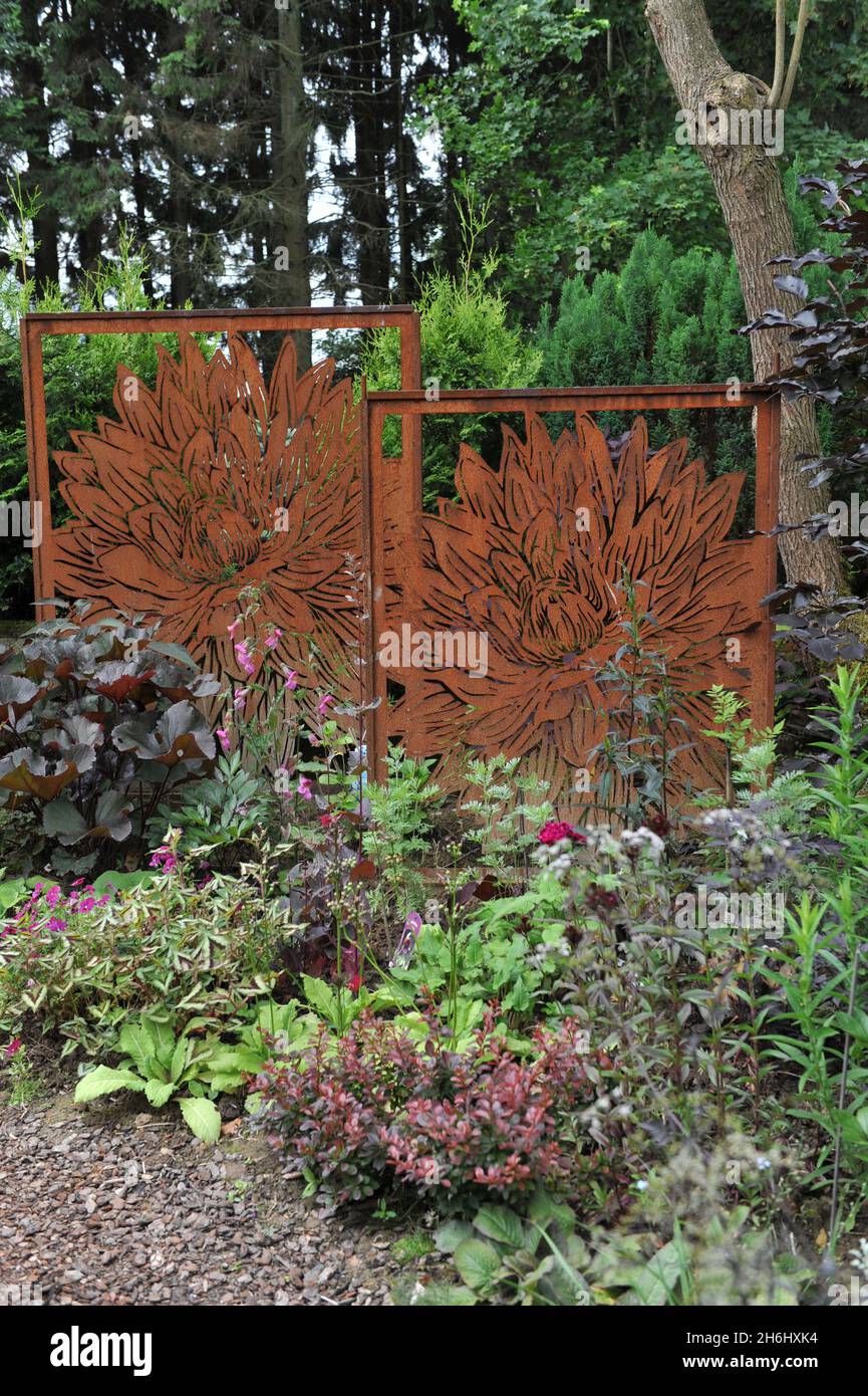 SOLINGEN, GERMANY - 15 JUNE 2013: Decoration of the German garden Ulbrich in June Stock Photo