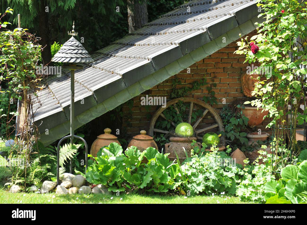 SOLINGEN, GERMANY - 15 JUNE 2013: Decoration of the German garden Ulbrich in June Stock Photo