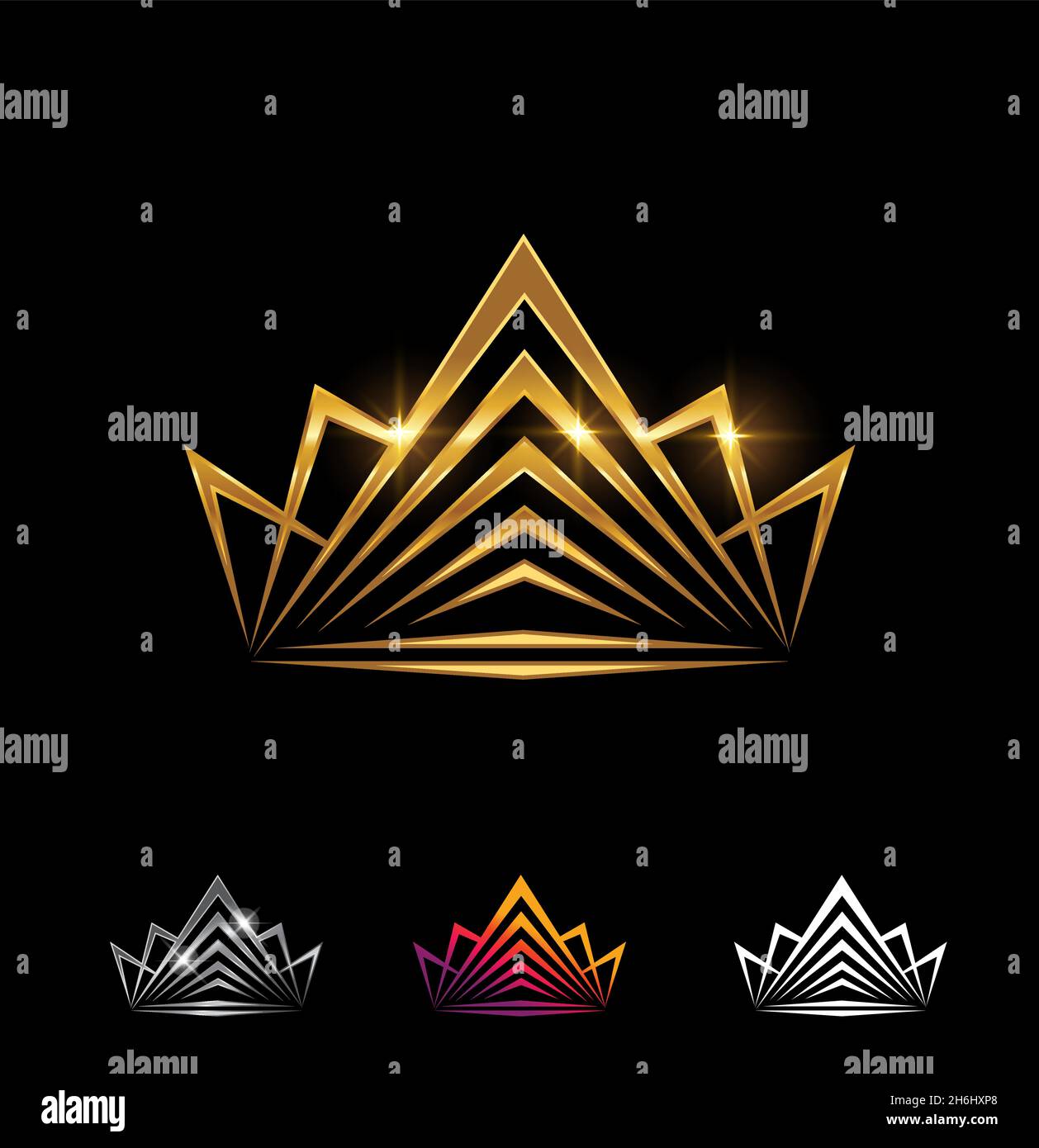 A vector illustration set of Golden Crown Vector Sign Stock Vector ...