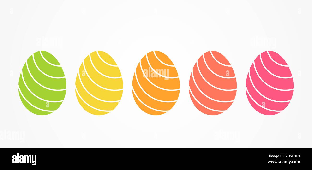 Easter eggs collection in bright colors. Decorated Easter eggs. Vector illustration. Stock Vector