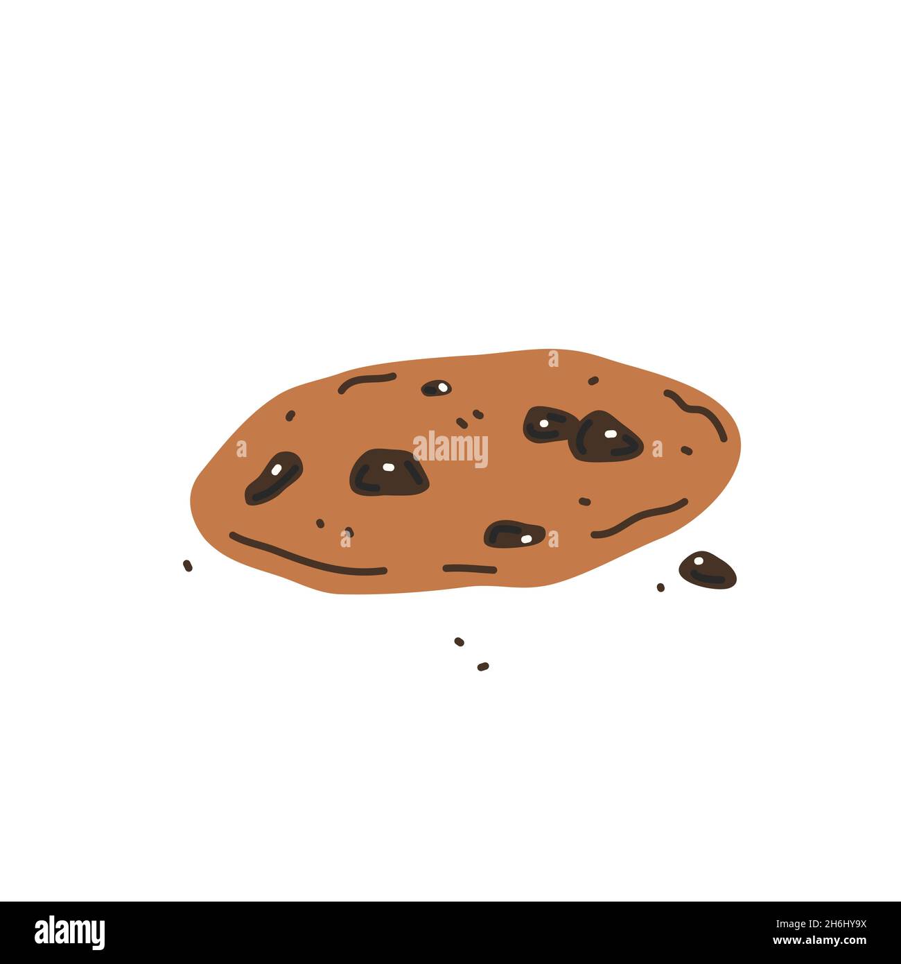 Chocolate chip cookie on white background. Vector flat illustration Stock Vector