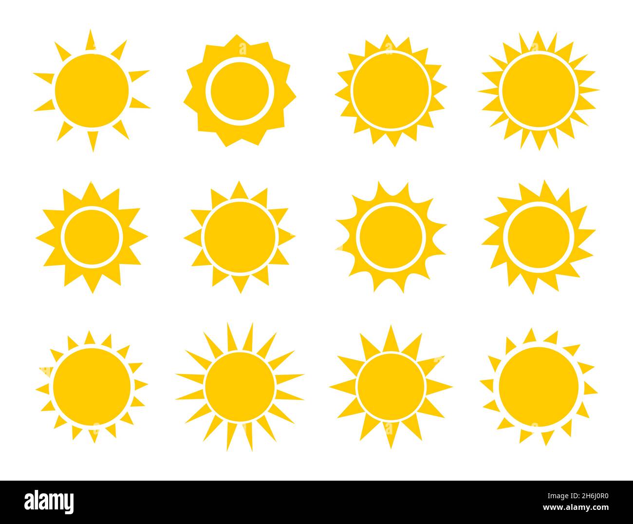 Sun icons collection. Summer suns flat design set. Vector illustration ...