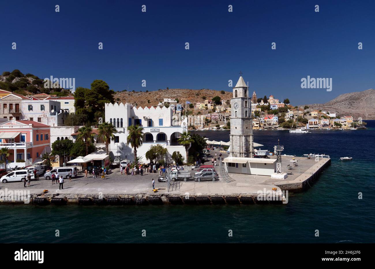 Symi Harbour, Dodecanese Islands, Southern Aegean, Greece Stock Photo
