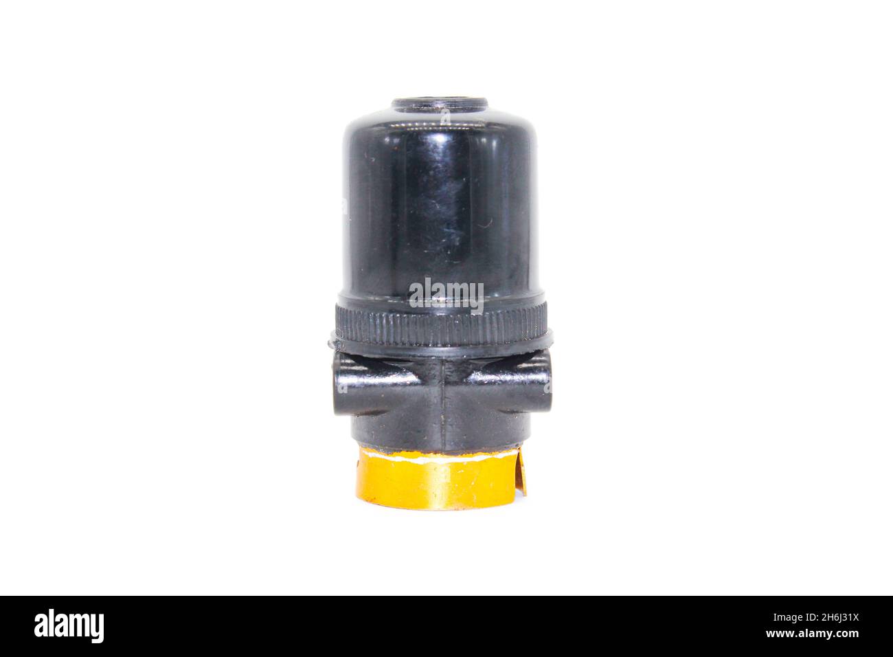Bulb holder on white background with selective focus Stock Photo