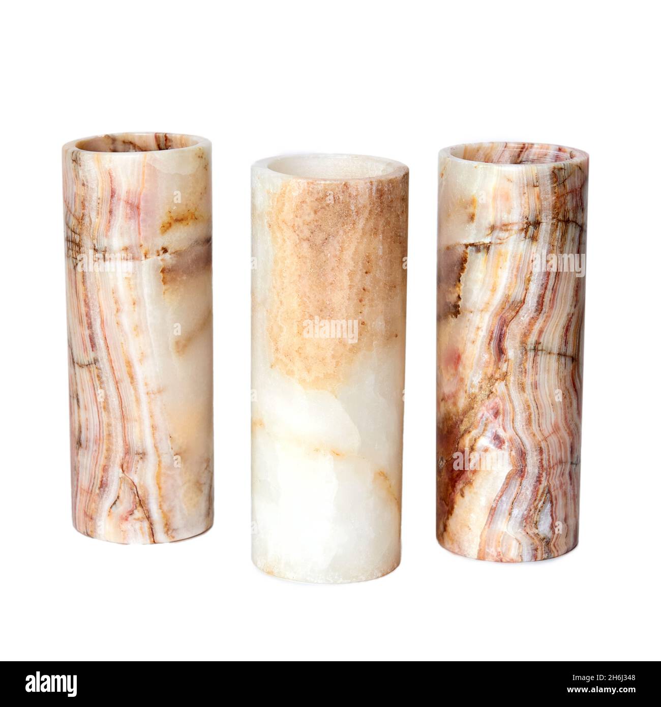 Decorative marble Candles in candlesticks. Stylish Interior home design