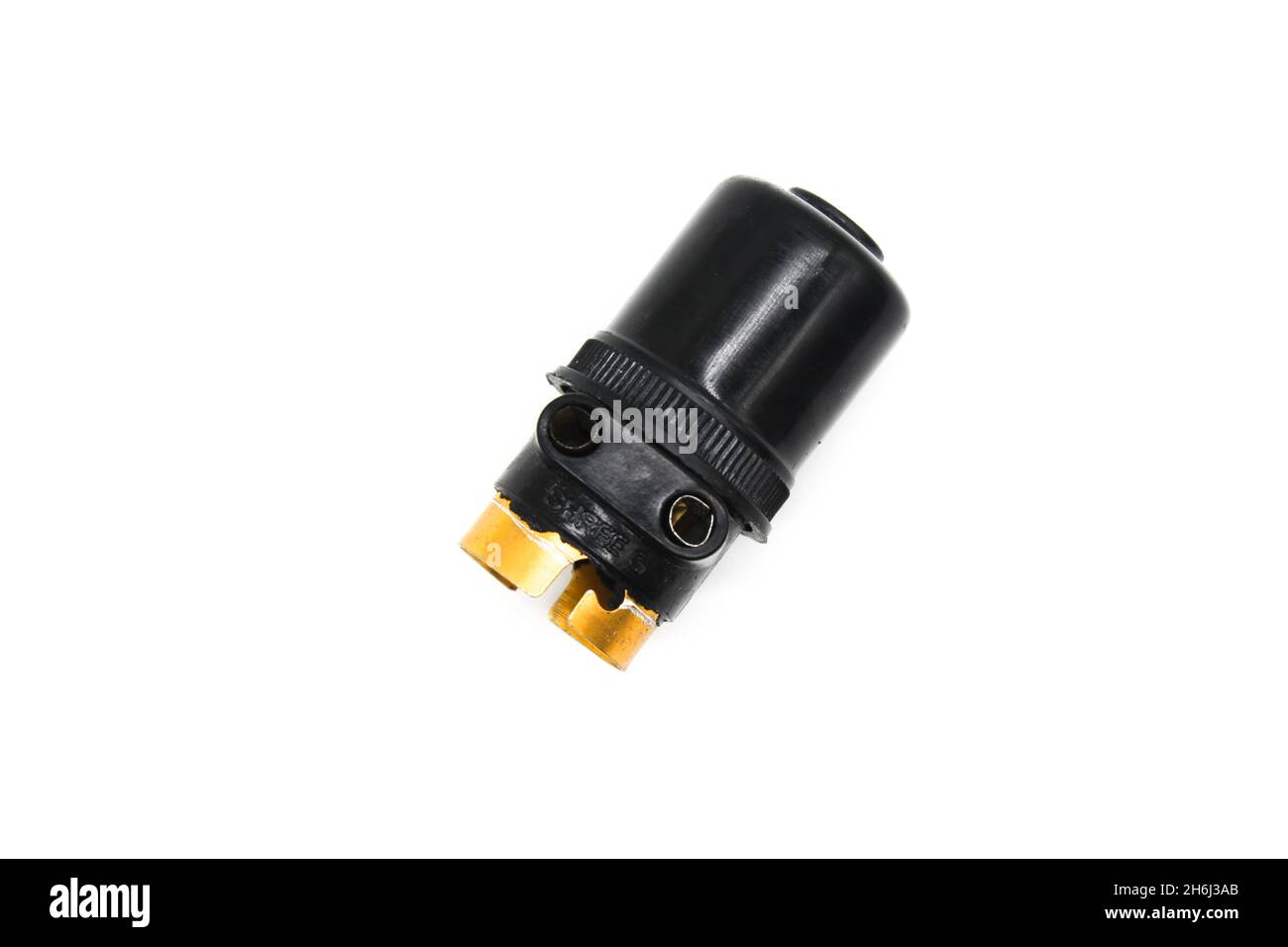 Bulb holder on white background with selective focus Stock Photo