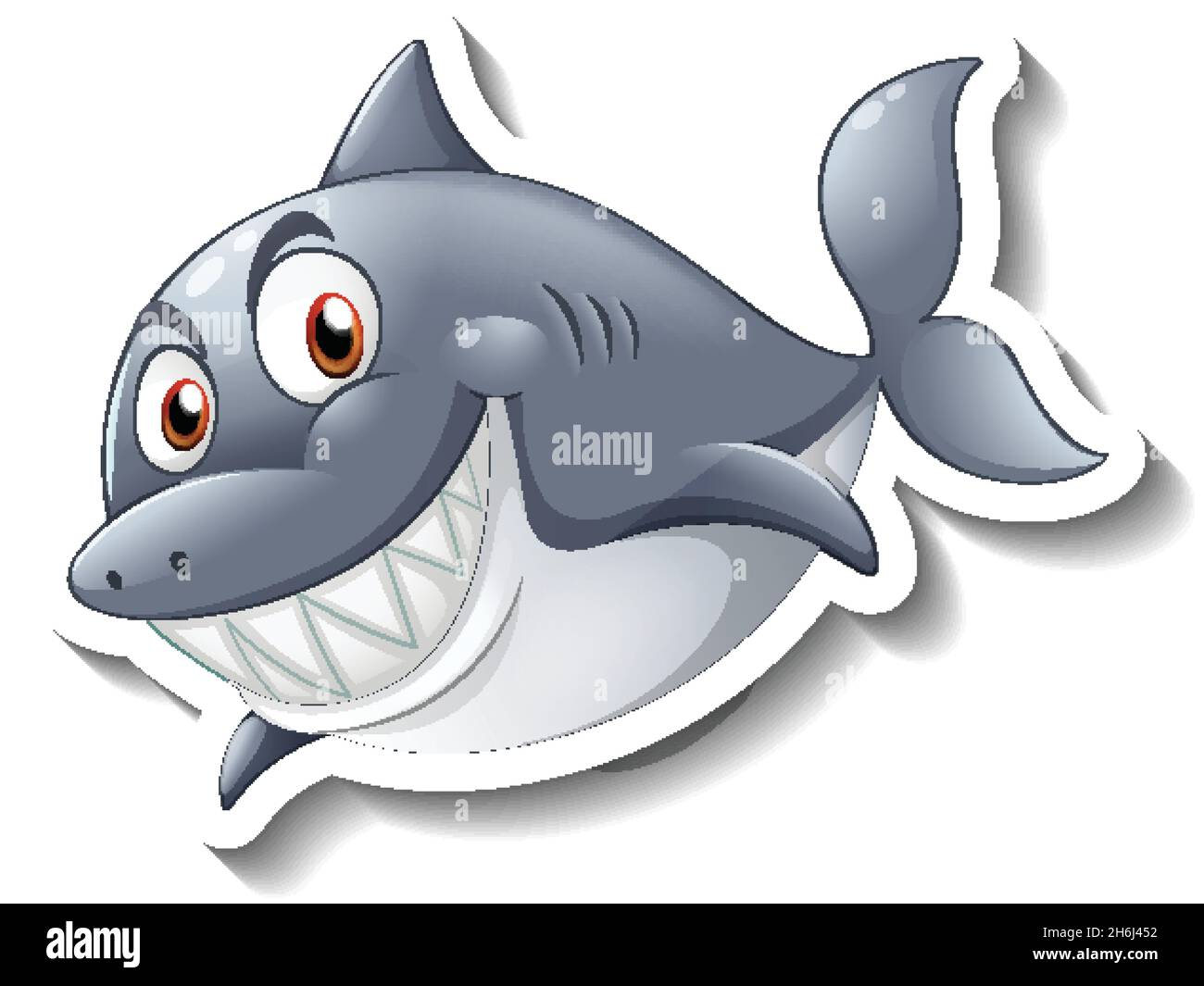 Smiling shark cartoon sticker illustration Stock Vector Image & Art - Alamy