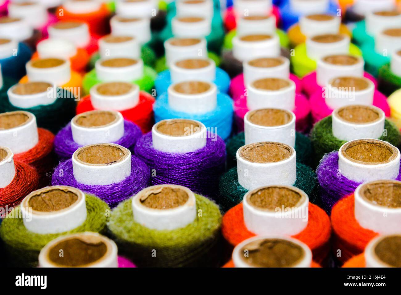 A picture of thread rolls with selective focus Stock Photo