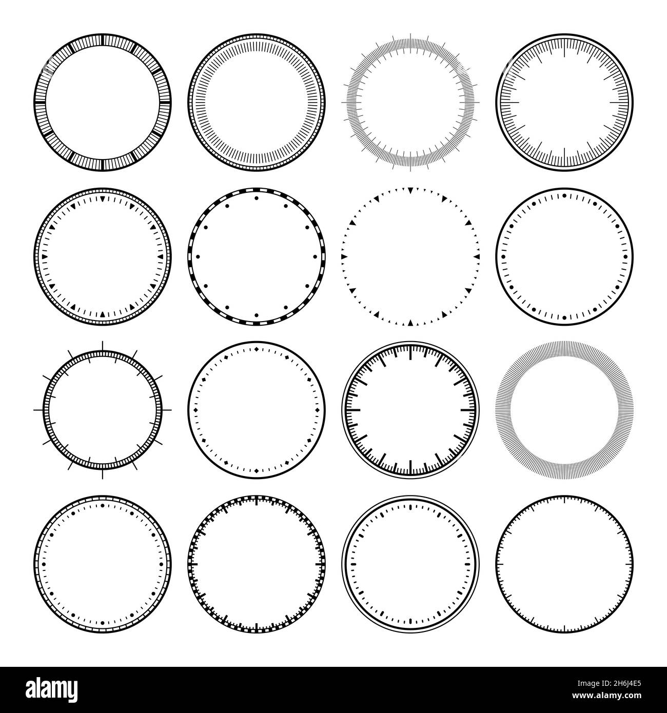 Mechanical clock faces, bezel. Watch dial with minute and hour marks