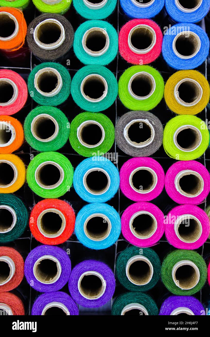 A picture of thread rolls with selective focus Stock Photo