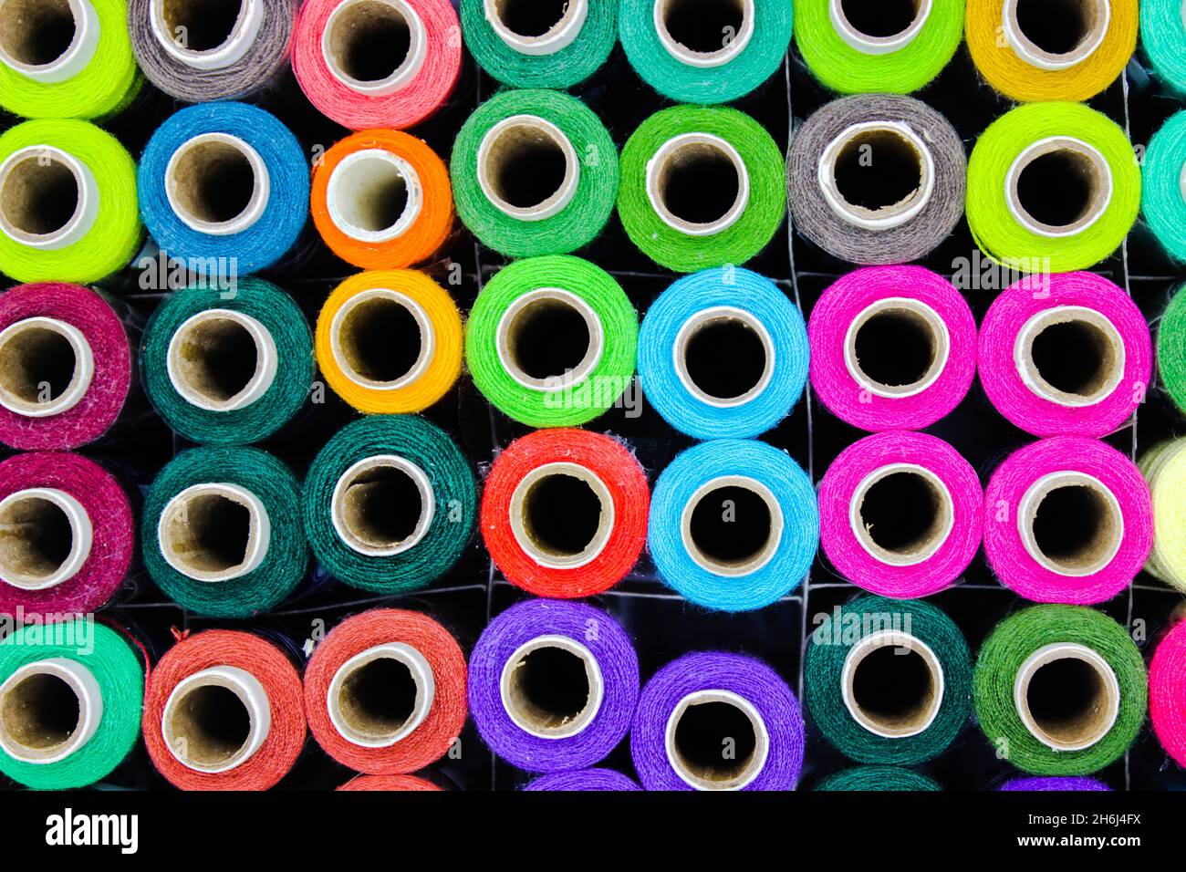 A picture of thread rolls with selective focus Stock Photo