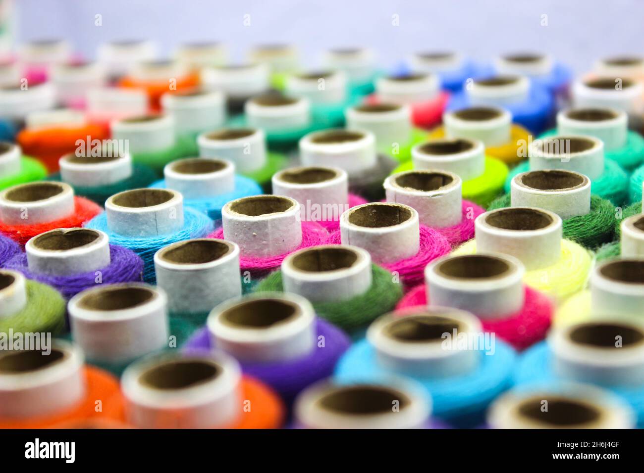 A picture of thread rolls with selective focus Stock Photo
