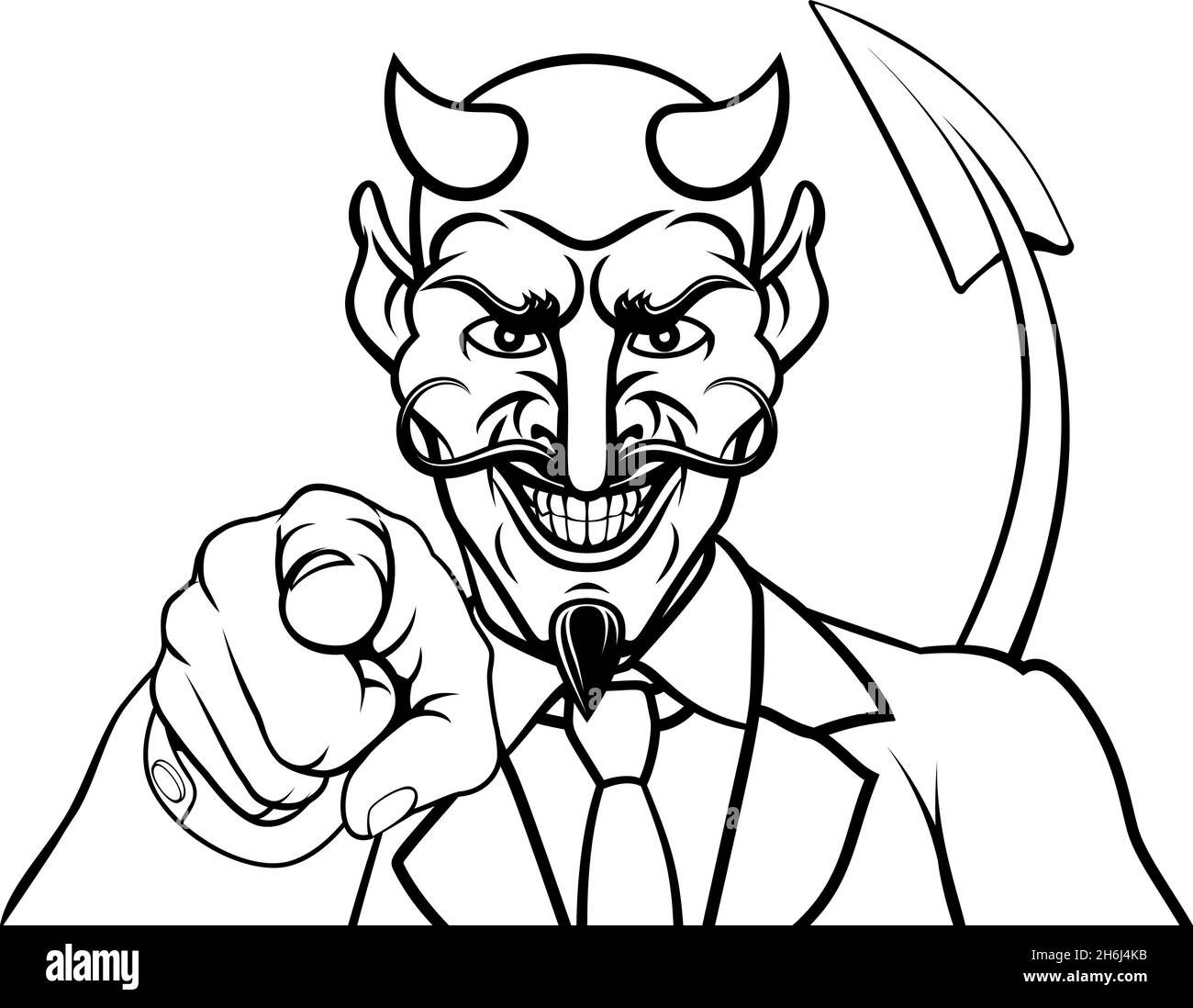 Devil Evil Businessman in Suit Pointing Stock Vector