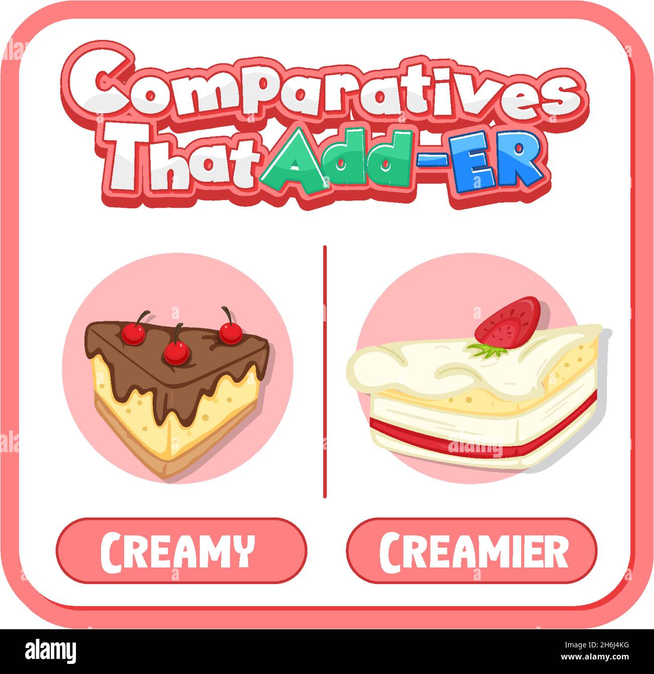 Comparative adjectives for word creamy illustration Stock Vector Image &  Art - Alamy