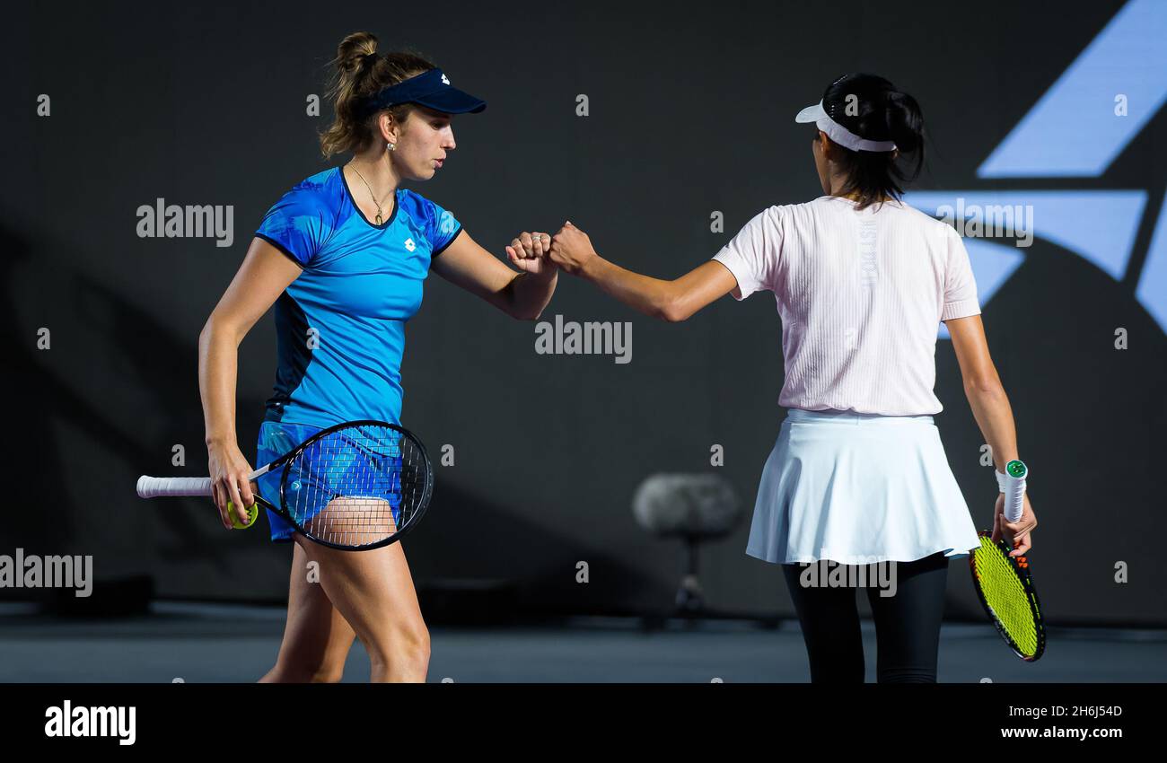 Elise Mertens of Belgium & Su-Wei Hsieh of Chinese Taipeh in action