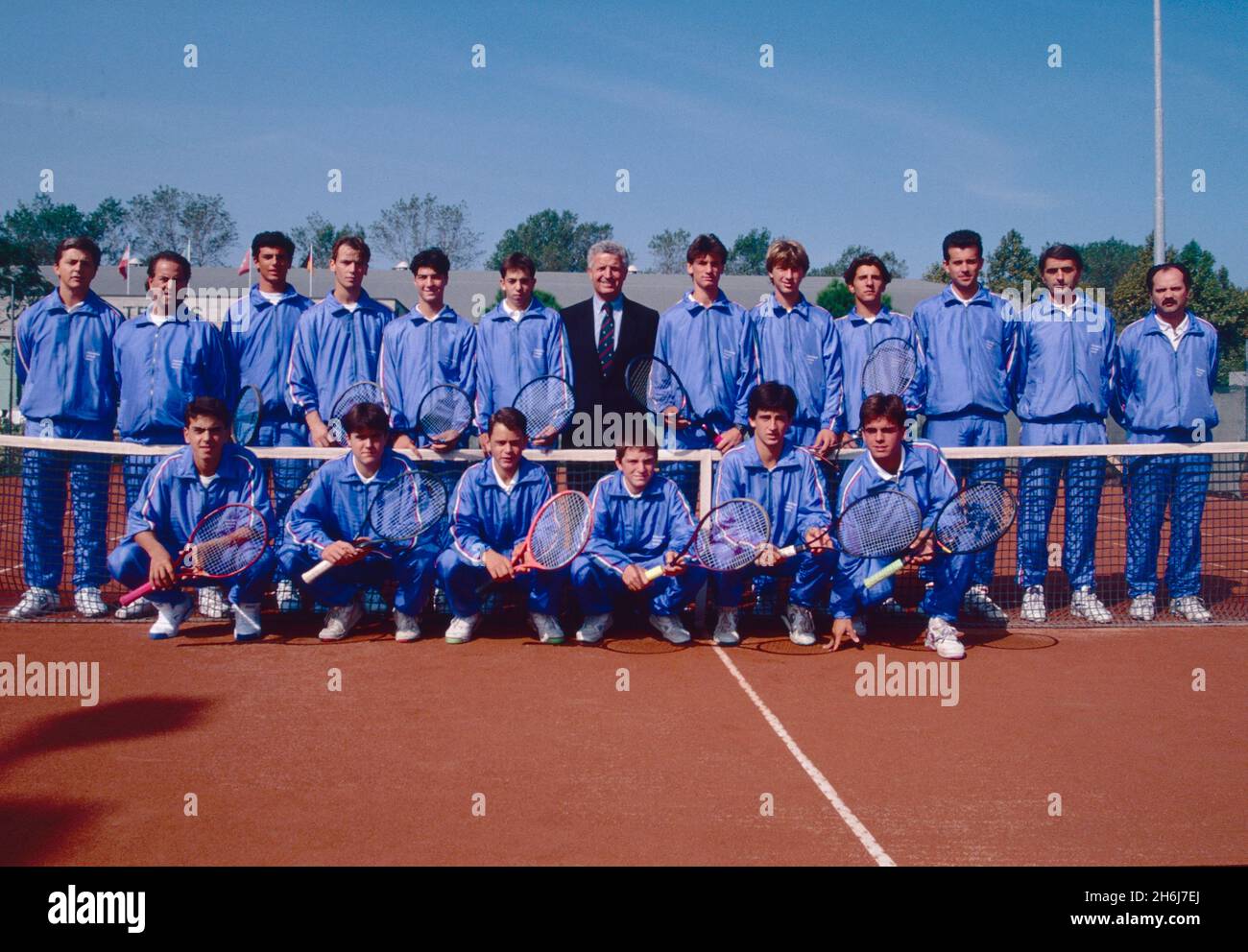 Italian national tennis team during a retreat at Cesenatico Tennis Club, 1990s Stock Photo