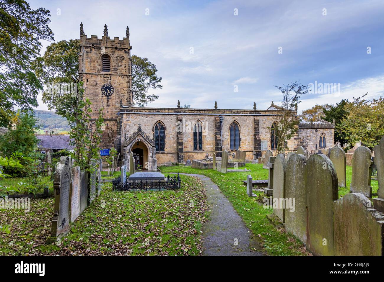 St Edmund's Church in Castleton, Peak District, Derbyshire. Stock Photo