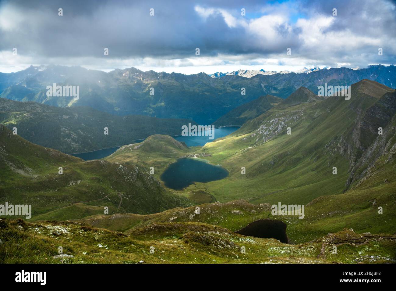 heatshaped lake Lago di Tom and Lago di Ritom in Val Piora, Ticino ...