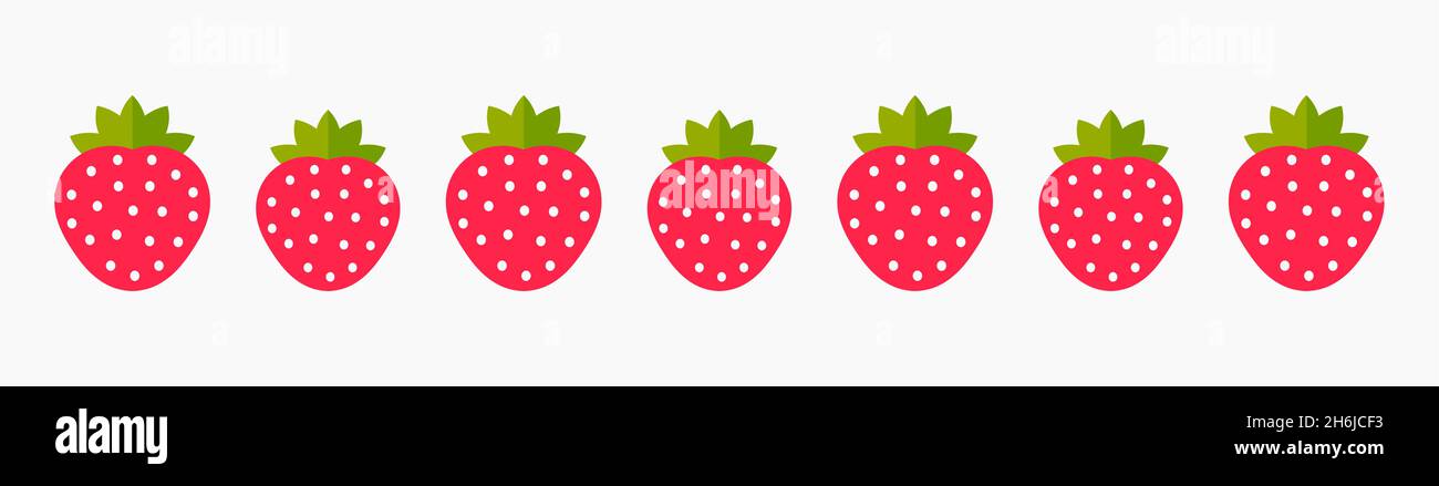 Strawberries fruits border pattern. Vector illustration. Stock Vector