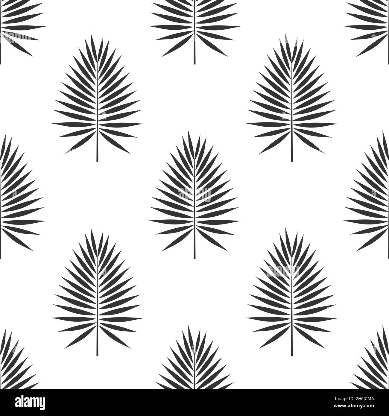 Palm leaves black and white seamless pattern. Vector illustration Stock ...