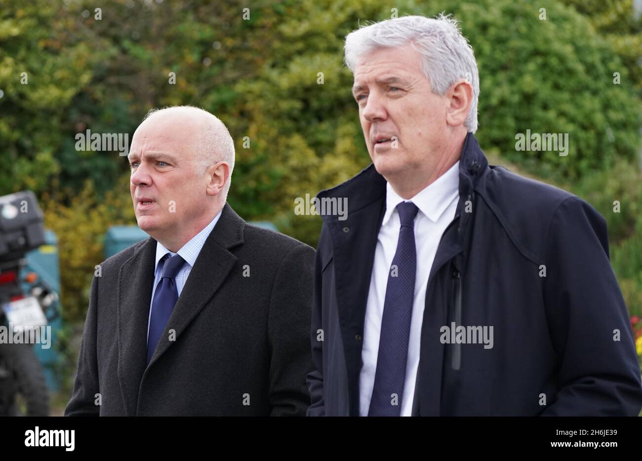 Former Anglo Irish Bank chief David Drumm (left) arrives at Holy Rosary