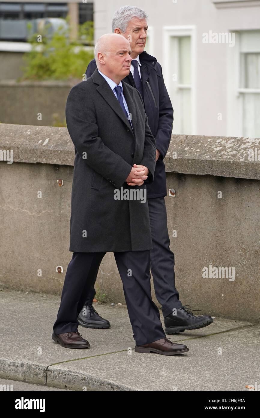 Former Anglo Irish Bank chief David Drumm (left) arrives at Holy Rosary