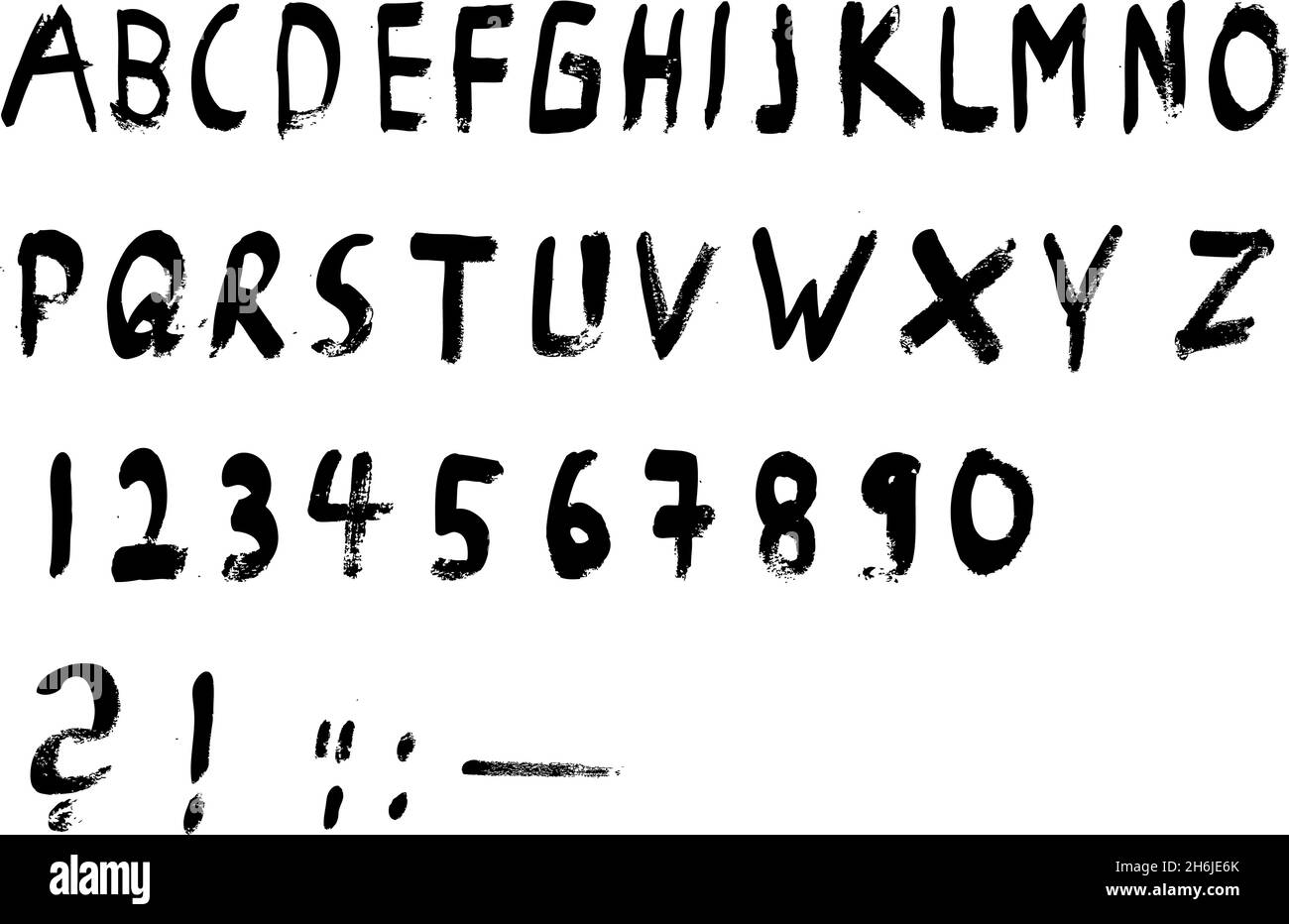 grunge style handpainted font, headline font, vector art, letters isolated and grouped Stock