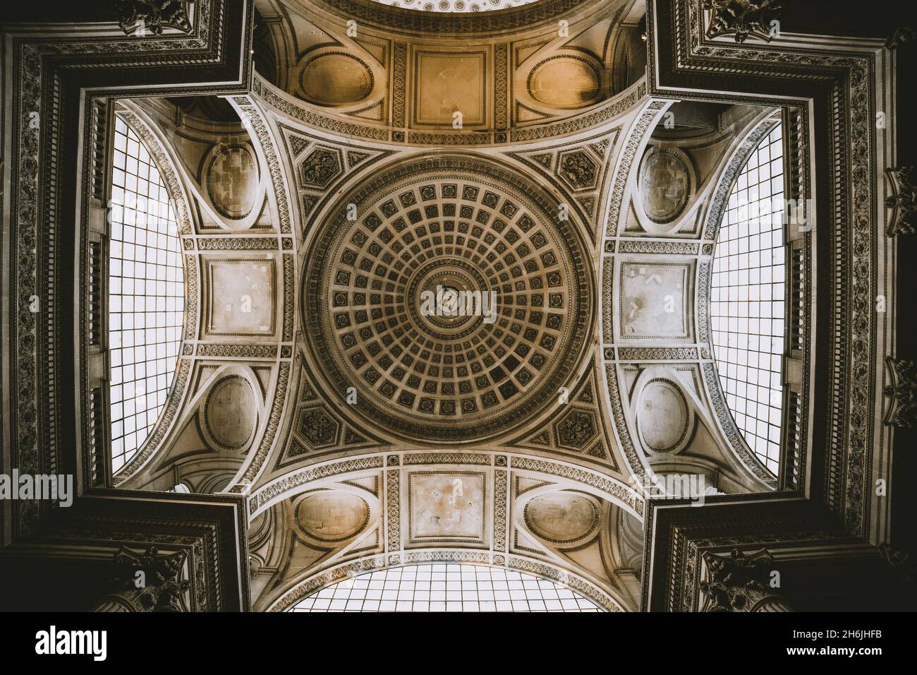 Symmetrical arches of the Pantheon in France, Paris Stock Photo