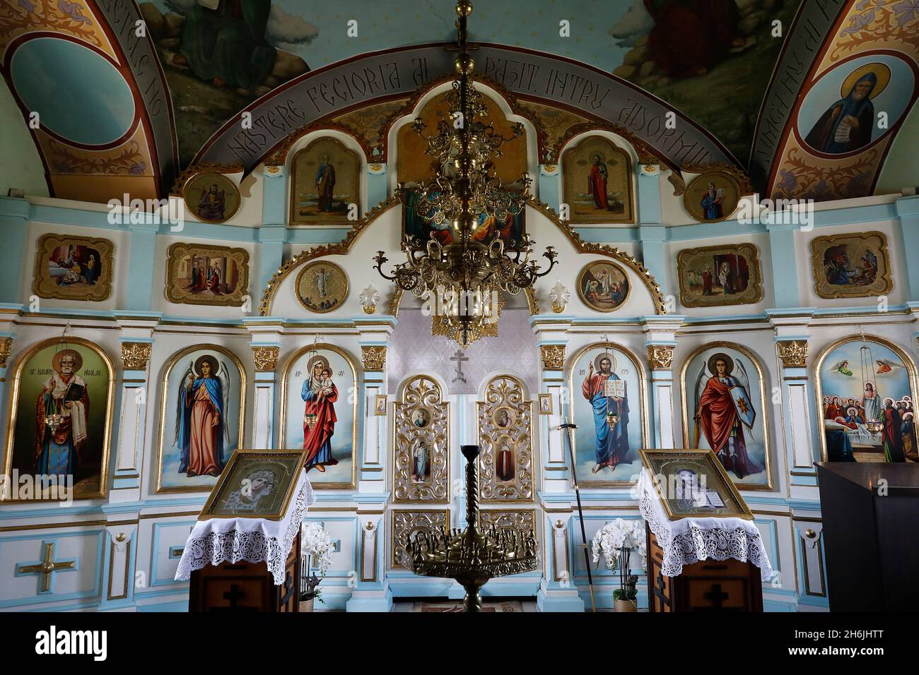 Interior, Tsipova Monastery church, Rezina, Moldova, Europe Stock Photo
