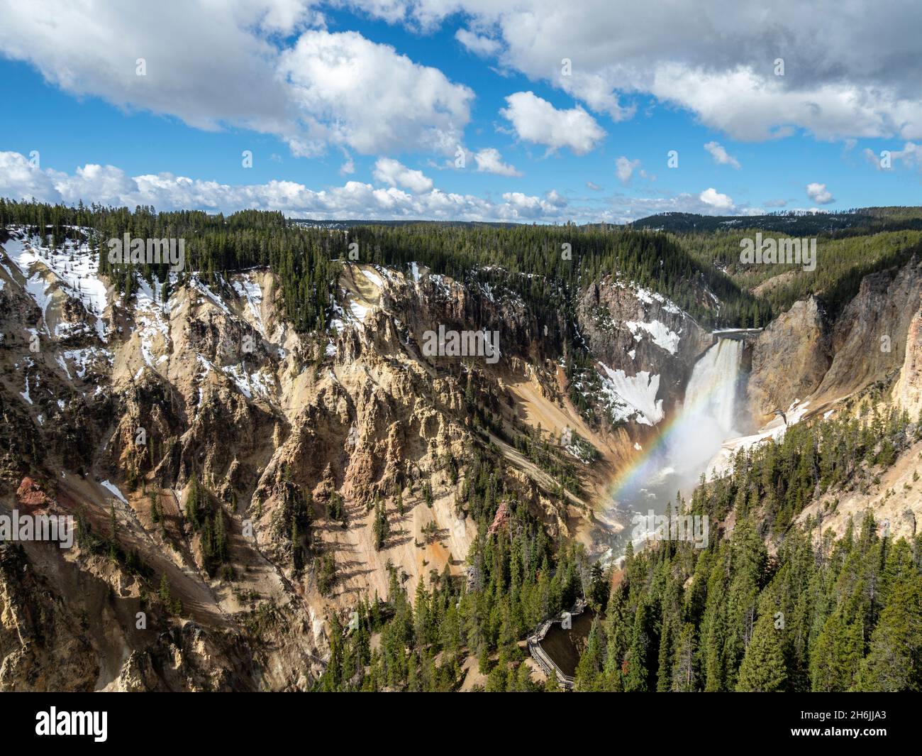 The lower Yellowstone Falls in the Yellowstone River, Yellowstone National Park, UNESCO World Heritage Site, Wyoming, United States of America Stock Photo