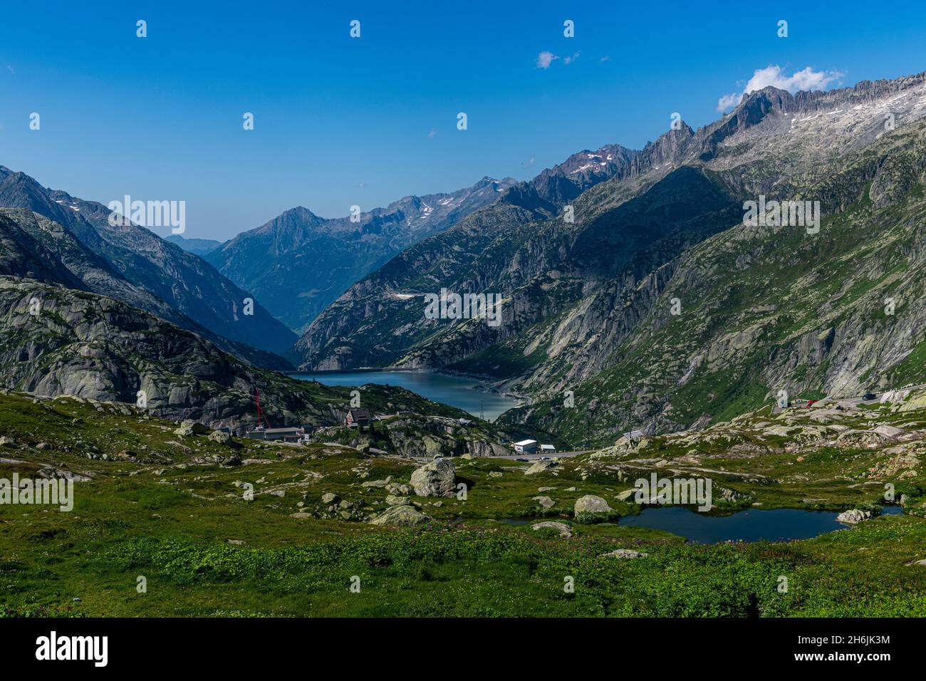 View of the Grimsel Pass, Bernese Alps, Switzerland, Europe Stock Photo