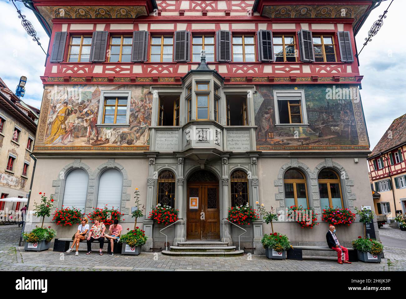 Historic town of Stein on the Rhine (Stein am Rhein, Schaffhausen, Switzerland, Europe Stock Photo