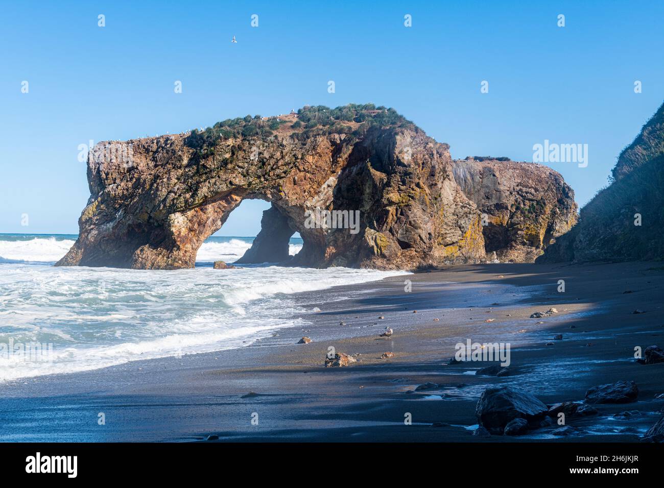 Rock arch, Cape giant, Sakhalin, Russia, Eurasia Stock Photo