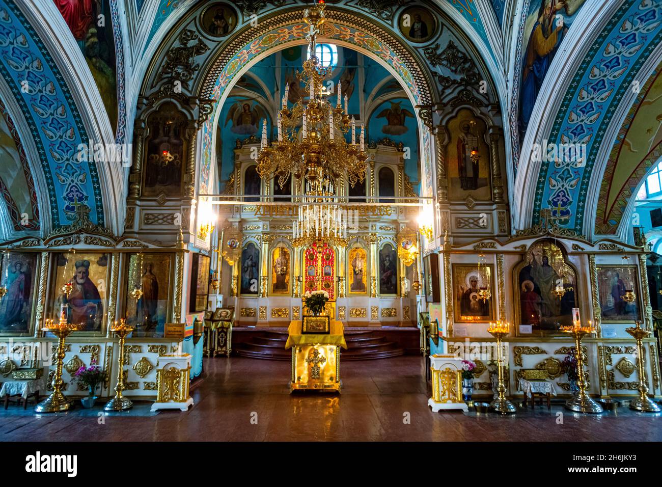 Interior of the Holy Savior Parish, Minusinsk, Krasnoyarsk Krai, Russia, Eurasia Stock Photo