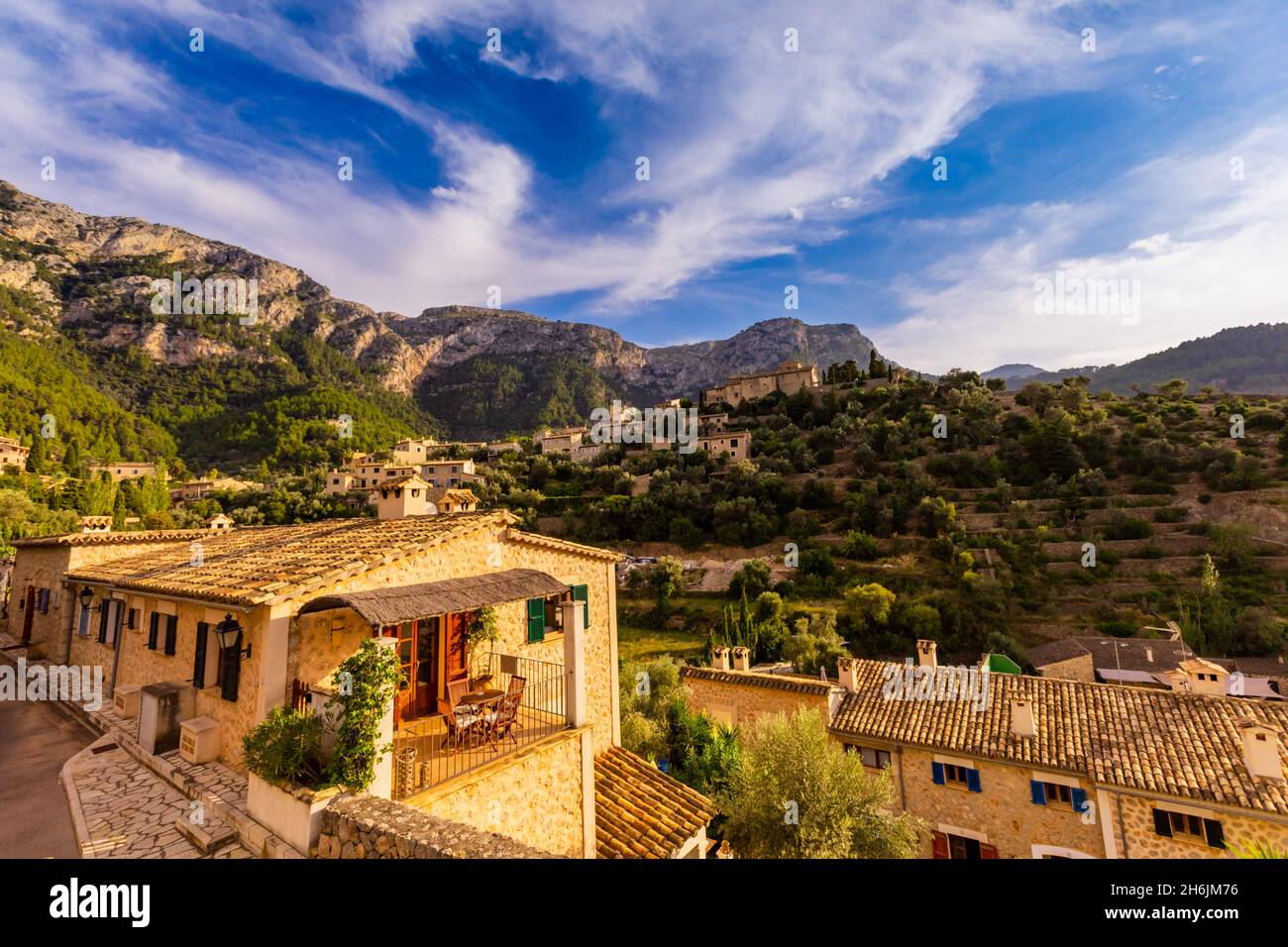 Beautiful view of villas in Mallorca, Balearic Islands, Spain, Mediterranean, Europe Stock Photo